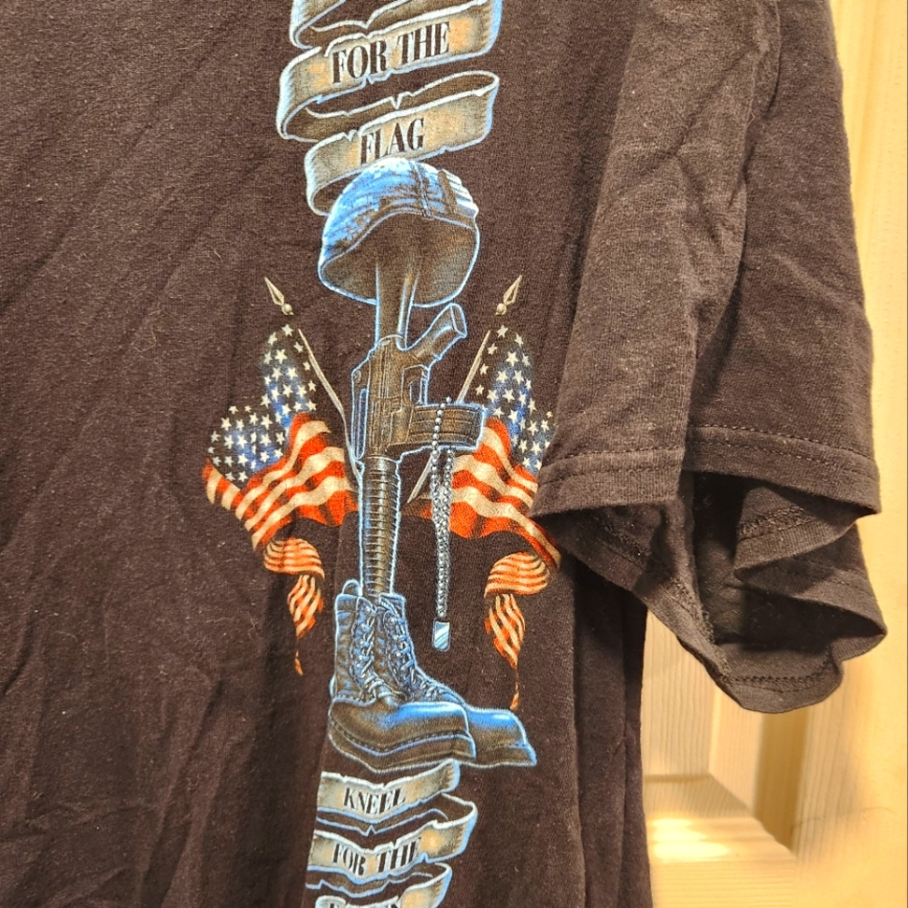 Black Graphic T-Shirt with Patriotic Design